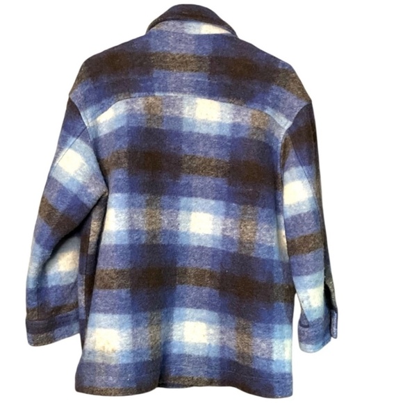 ZARA Wool Button Front Plaid Collared Shacket w/ Pockets Fully Lined US Sz S - Picture 3 of 10